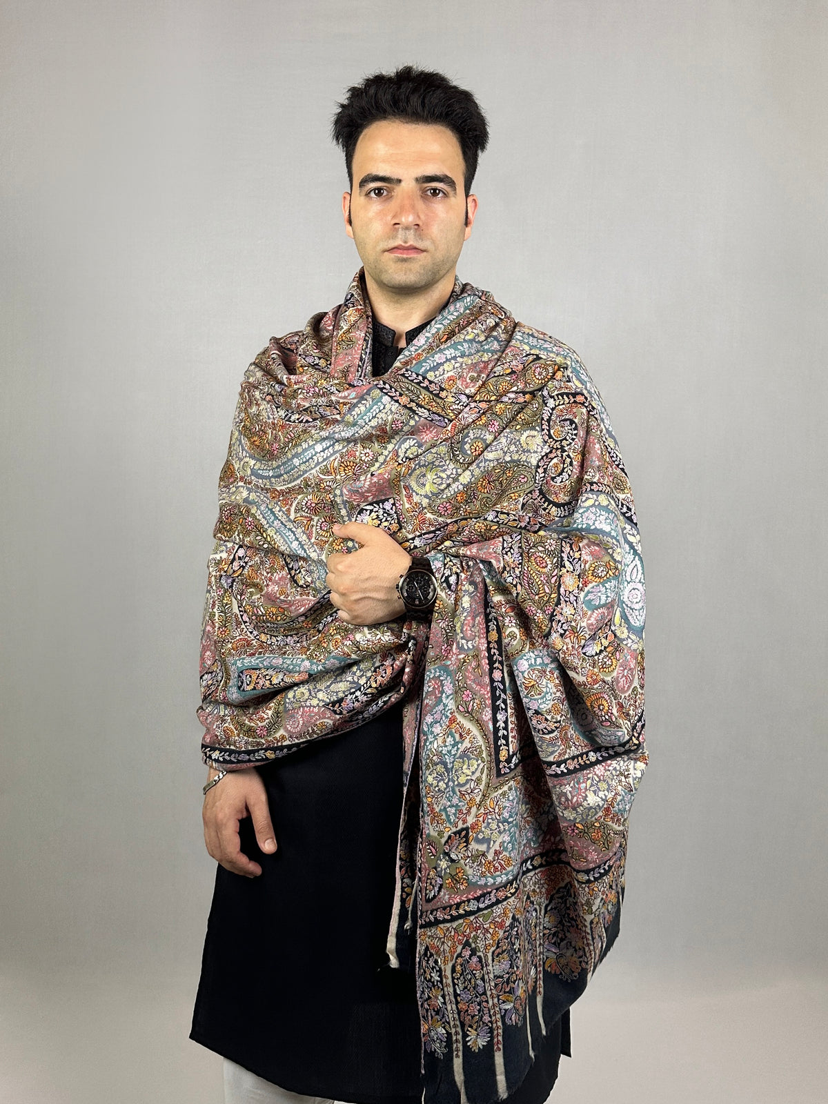 Pashmina Men's Handloom Kashmiri Kalamkari Shawl – Royal Pashminas