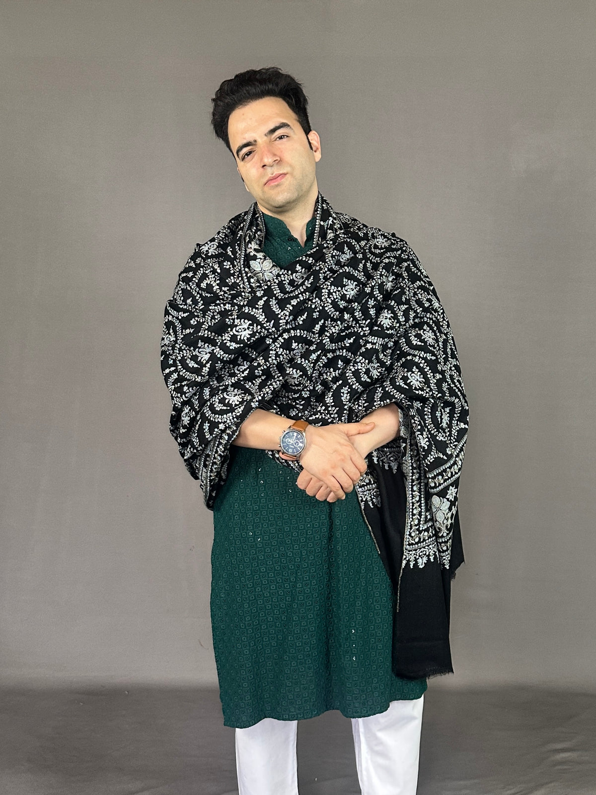 Pashmina Men's Handloom Sozni Shawl