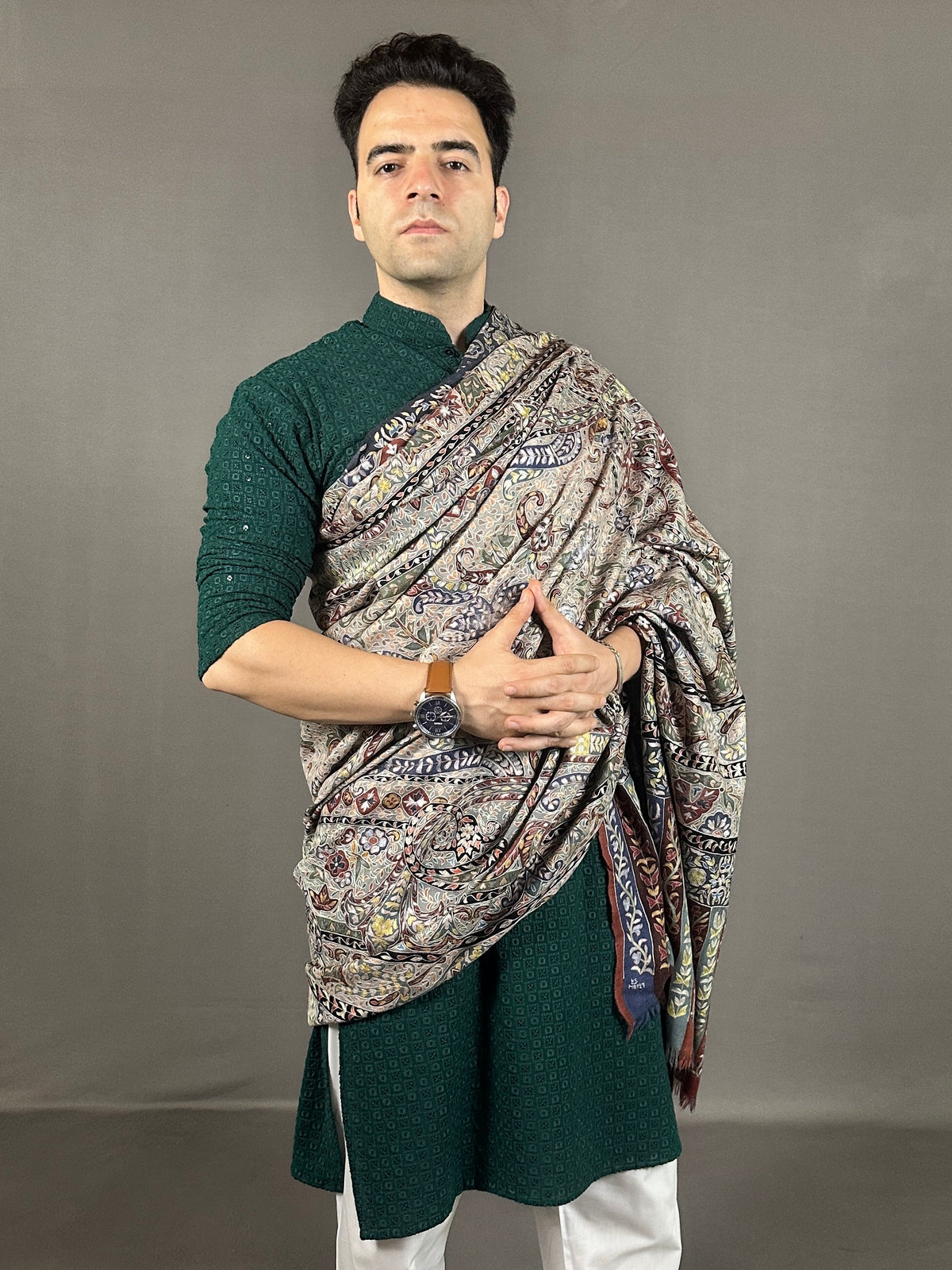पश्मीना हैंडलूम कलमकारी शॉल